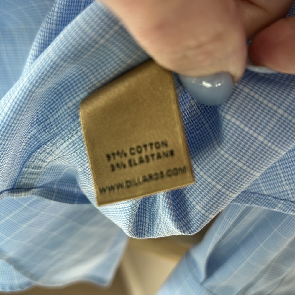 Dillard’s Classic Club Light Blue Checkered Boy’s Button Down Dress Shirt - Picture 3 of 4